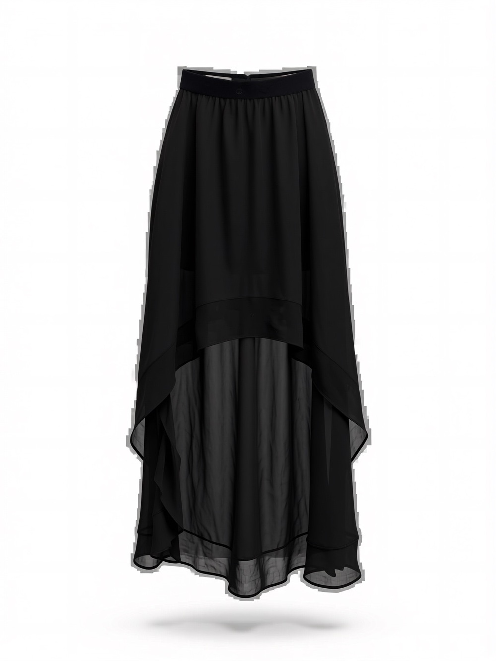 BCBGMaxAzria Black High-Low Layered Chiffon Skirt